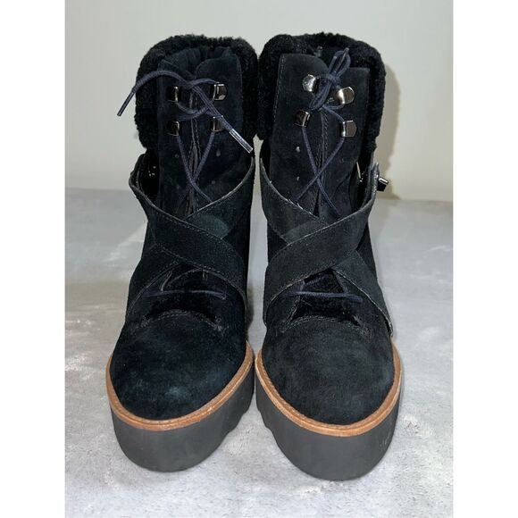 Coach Winter Wegde Black Suede Lace Up Bootie 7 KENNA - Picture 2 of 10